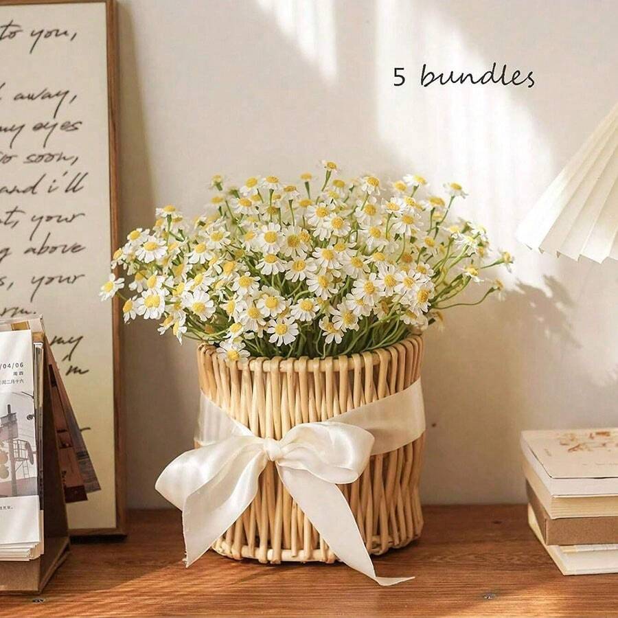 Bulk Artificial White Daisy Flowers (6 PCS Bundle) – 9.8" Faux Wildflower Stems for Spring Décor, Party Centerpieces & Home Arrangements