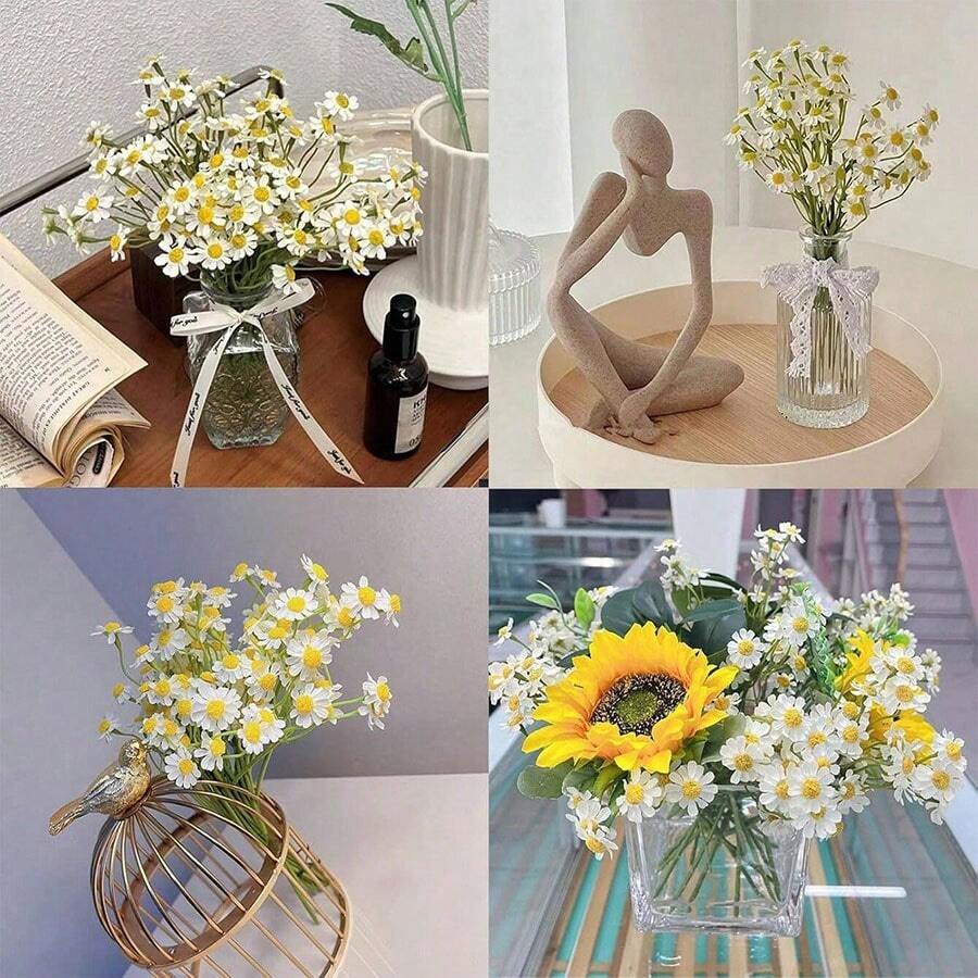 Bulk Artificial White Daisy Flowers (6 PCS Bundle) – 9.8" Faux Wildflower Stems for Spring Décor, Party Centerpieces & Home Arrangements