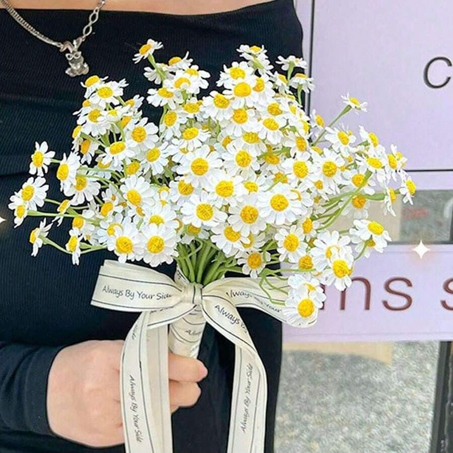 Bulk Artificial White Daisy Flowers (6 PCS Bundle) – 9.8" Faux Wildflower Stems for Spring Décor, Party Centerpieces & Home Arrangements