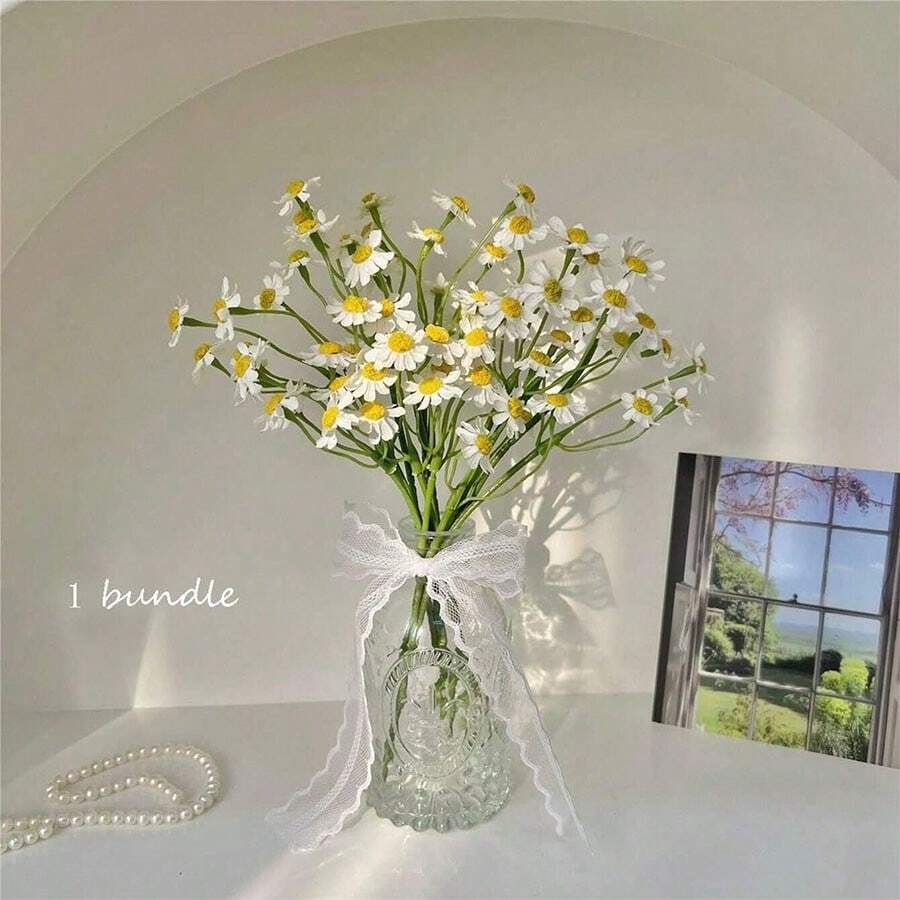 Bulk Artificial White Daisy Flowers (6 PCS Bundle) – 9.8" Faux Wildflower Stems for Spring Décor, Party Centerpieces & Home Arrangements