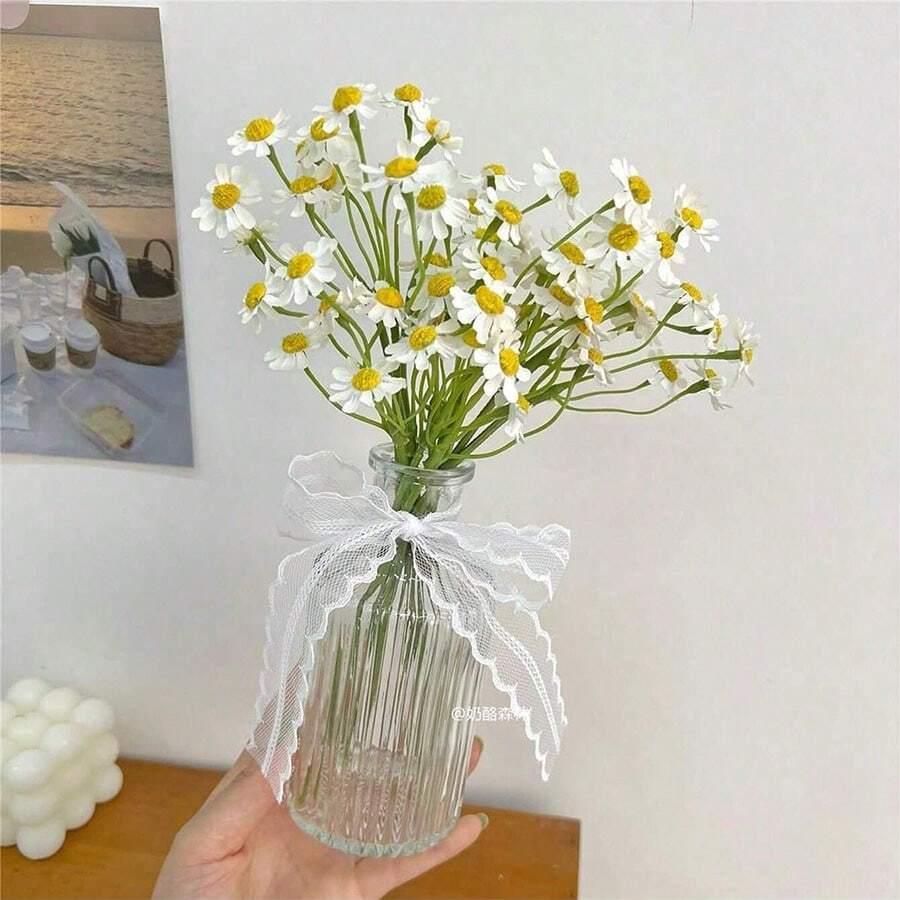 Bulk Artificial White Daisy Flowers (6 PCS Bundle) – 9.8" Faux Wildflower Stems for Spring Décor, Party Centerpieces & Home Arrangements