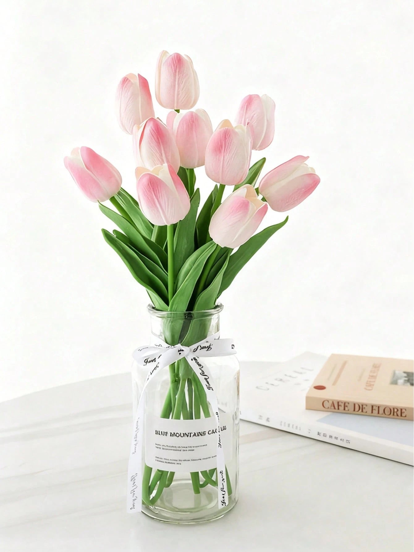 Bulk Artificial Gradient Pink Tulips – Lifelike Faux Tulip Stem