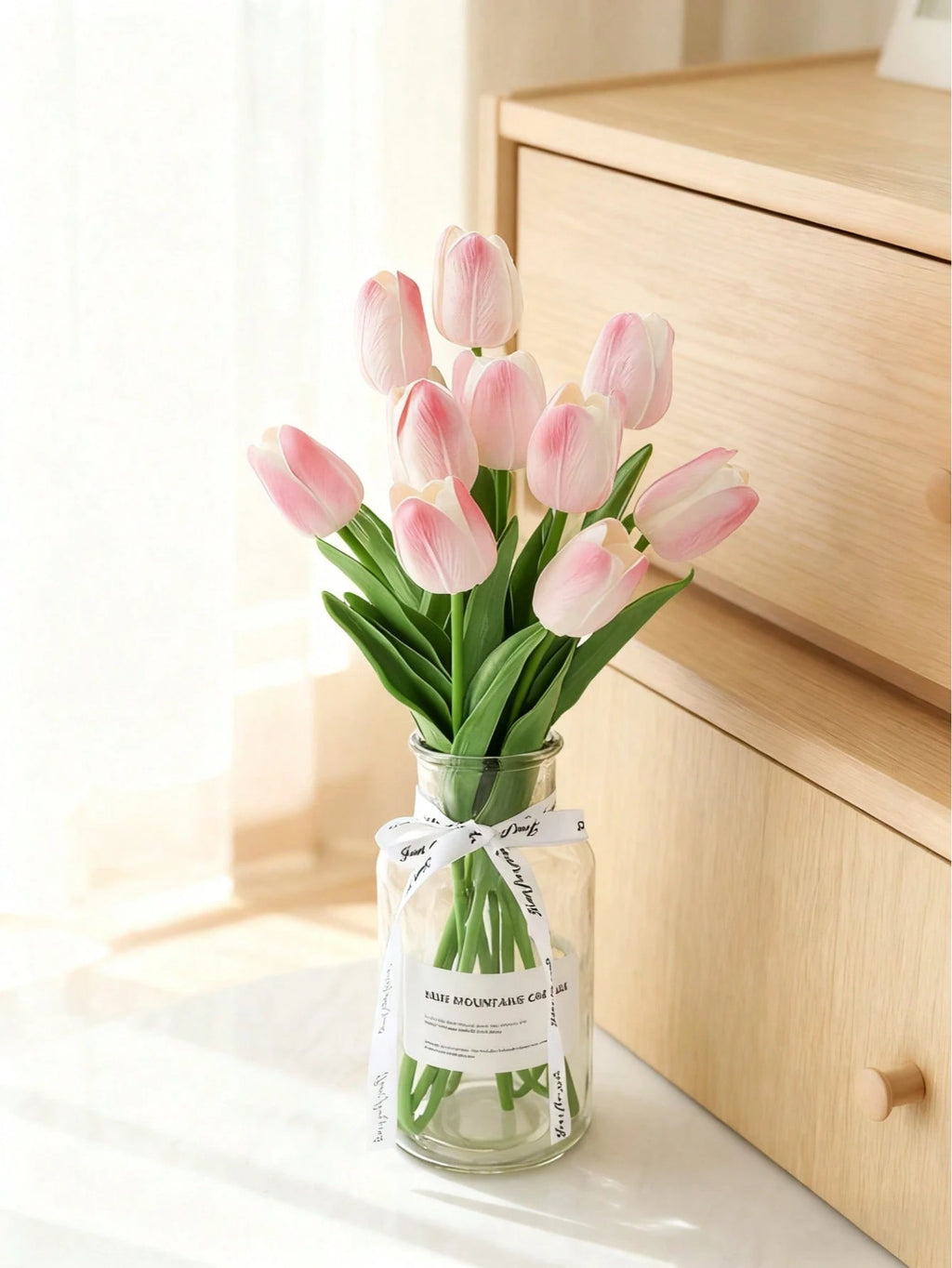 Bulk Artificial Gradient Pink Tulips – Lifelike Faux Tulip Stem
