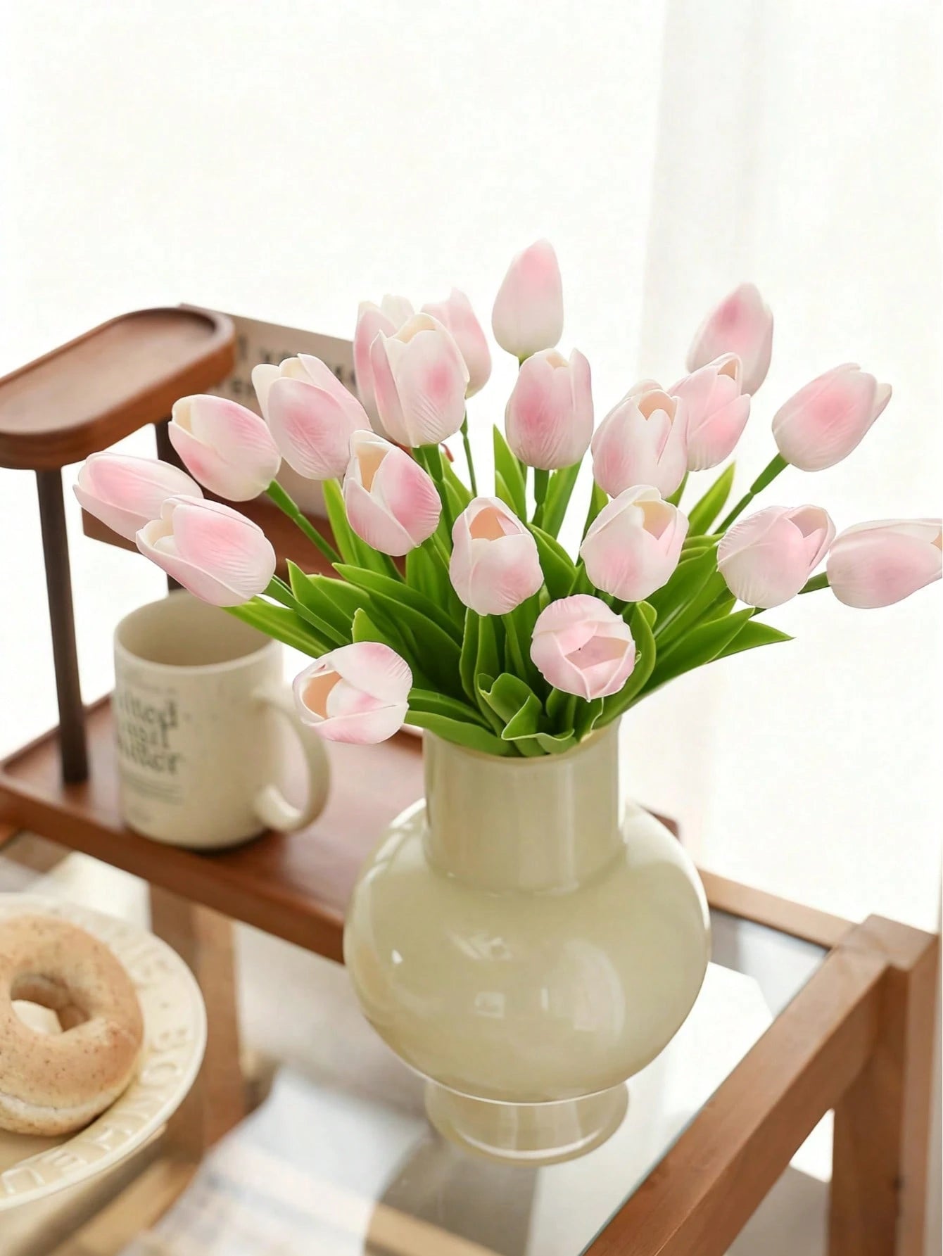 Bulk Artificial Gradient Pink Tulips – Lifelike Faux Tulip Stem