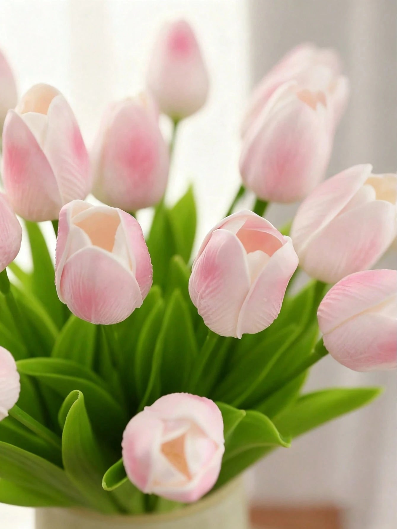 Bulk Artificial Gradient Pink Tulips – Lifelike Faux Tulip Stem