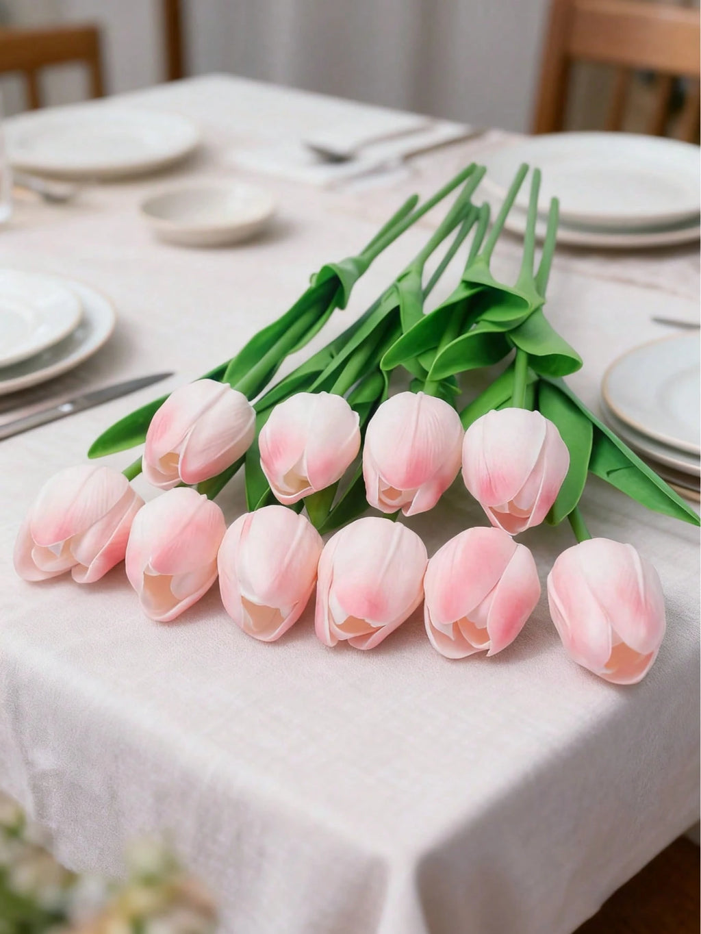 Bulk Artificial Gradient Pink Tulips – Lifelike Faux Tulip Stem
