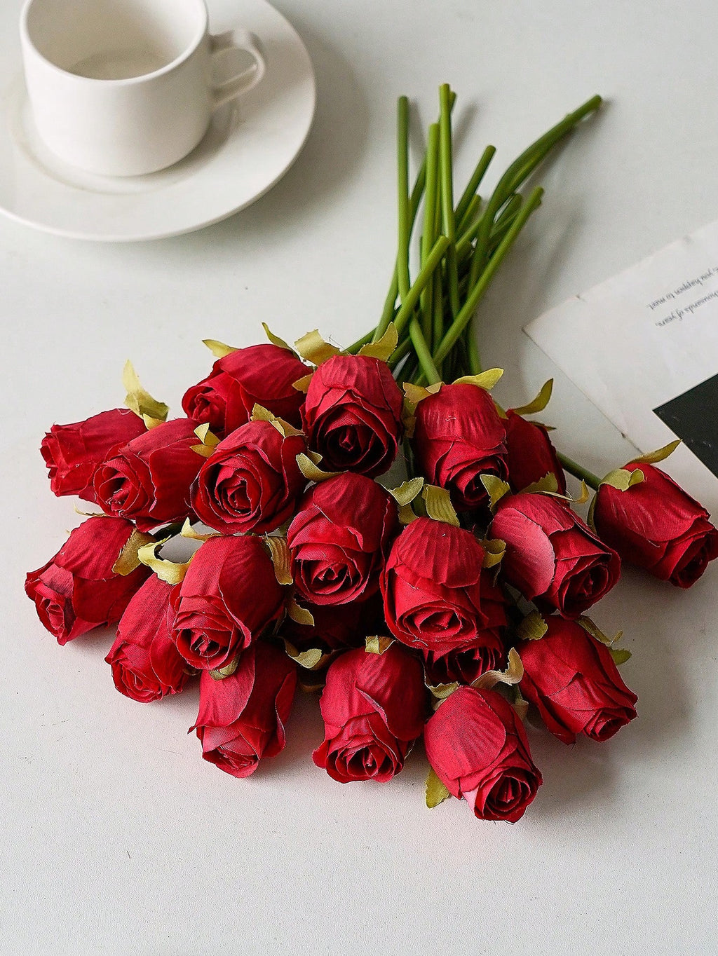 Artificial Bulk Silk Rose Flowers 24PCS – Realistic Faux Rose Stems