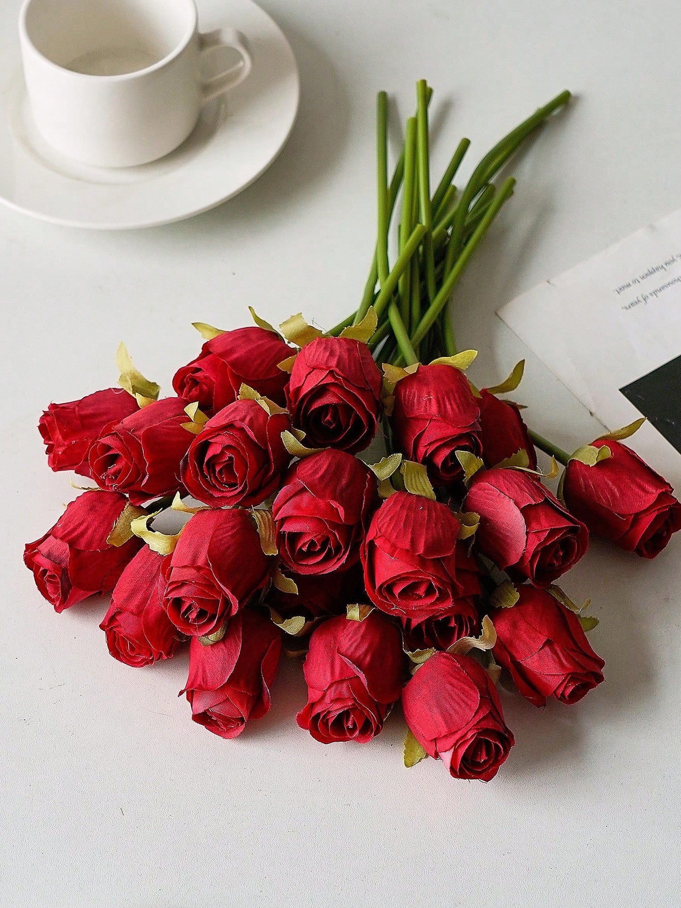 Artificial Bulk Silk Rose Flowers 24PCS – Realistic Faux Rose Stems