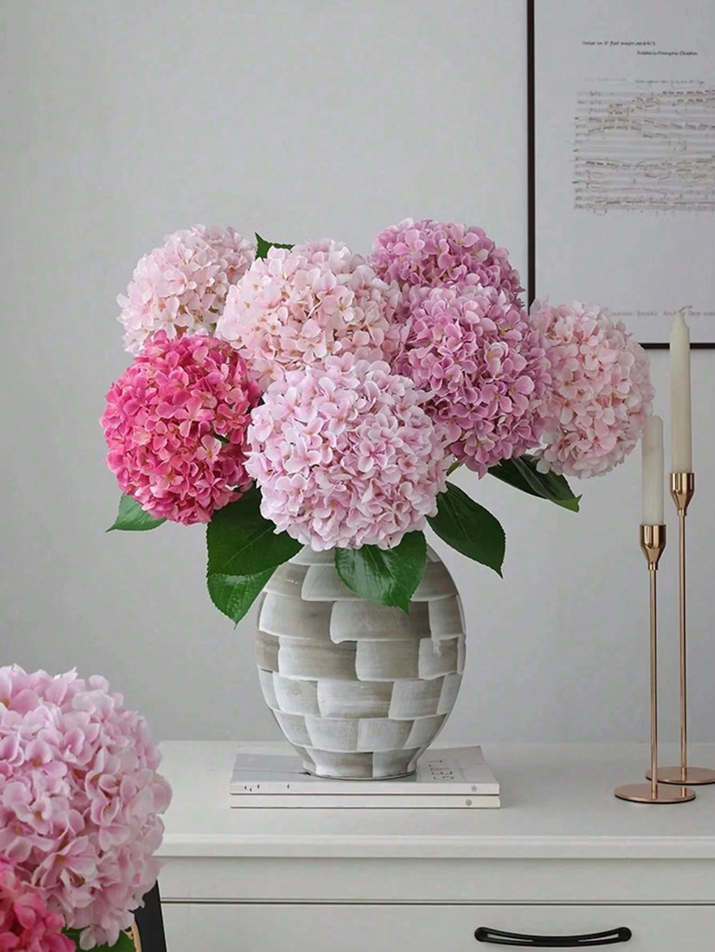 Bulk Artificial Hydrangea Stem – 19.7" Silk Hydrangea Flower with Long Stem & Leaves for Wedding, Home Décor & Photography Bulk