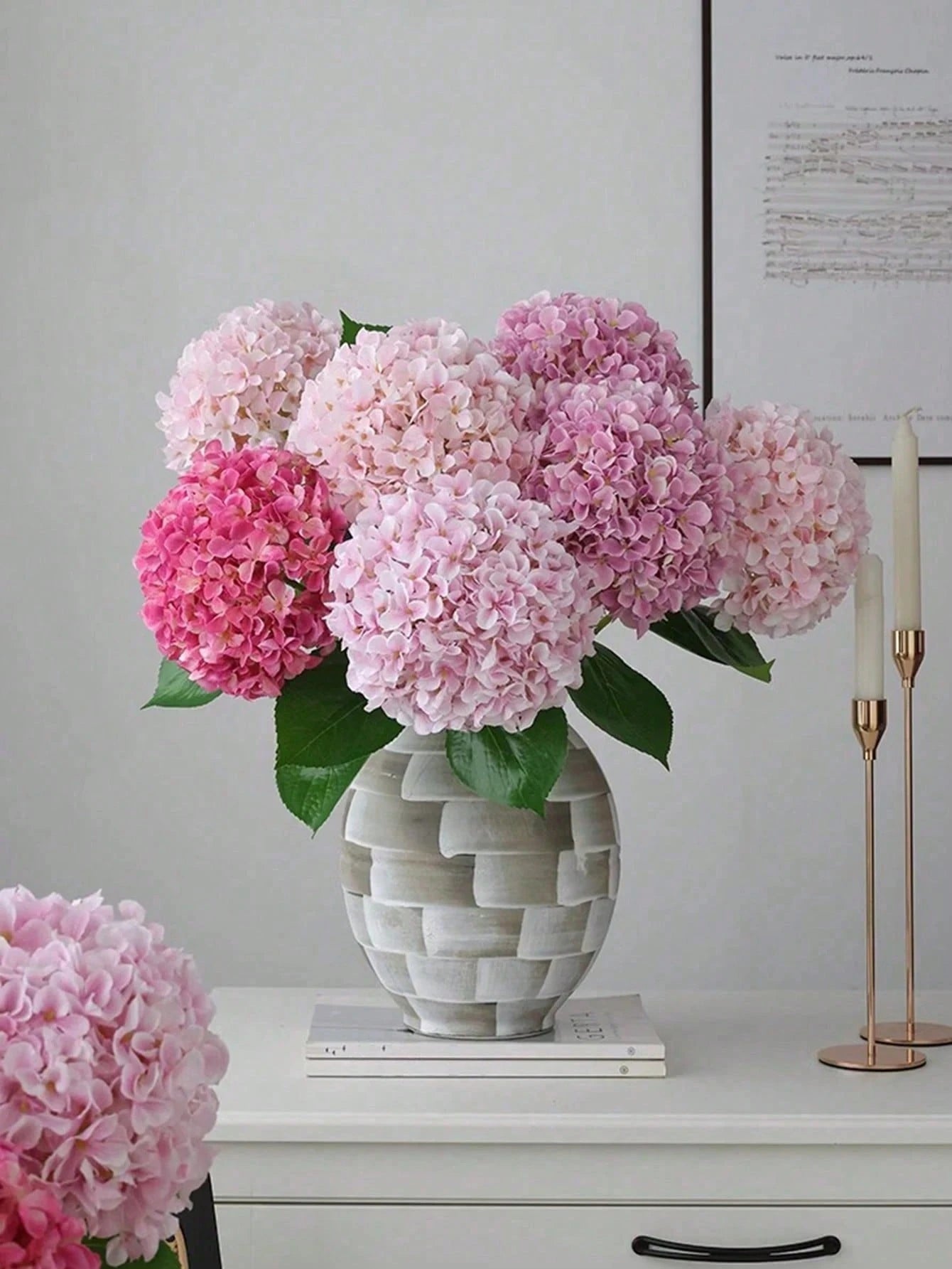 Bulk Artificial Hydrangea Stem – 19.7" Silk Hydrangea Flower with Long Stem & Leaves for Wedding, Home Décor & Photography Bulk