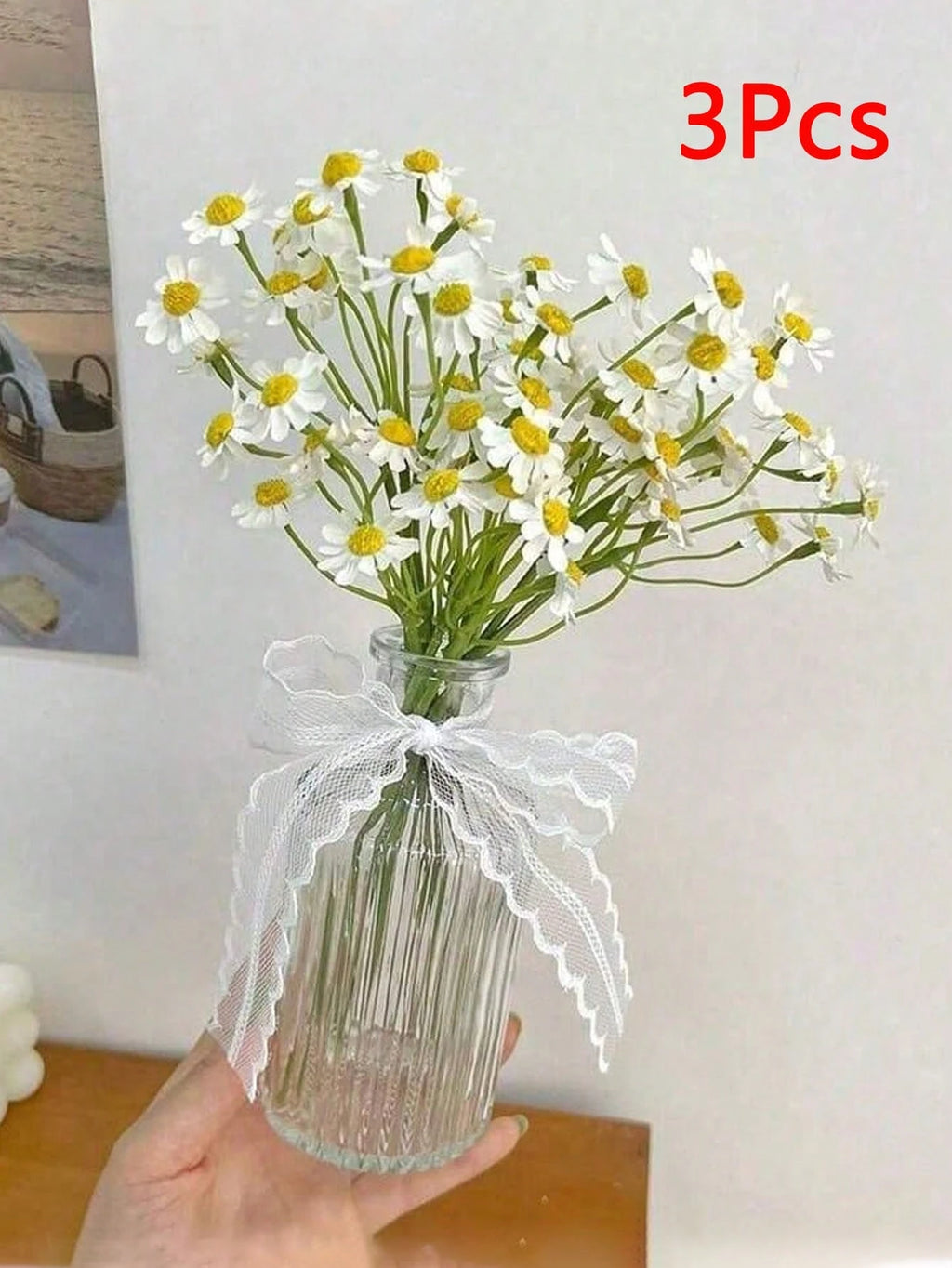 Bulk Artificial White Daisy Flowers (6 PCS Bundle) – 9.8" Faux Wildflower Stems for Spring Décor, Party Centerpieces & Home Arrangements