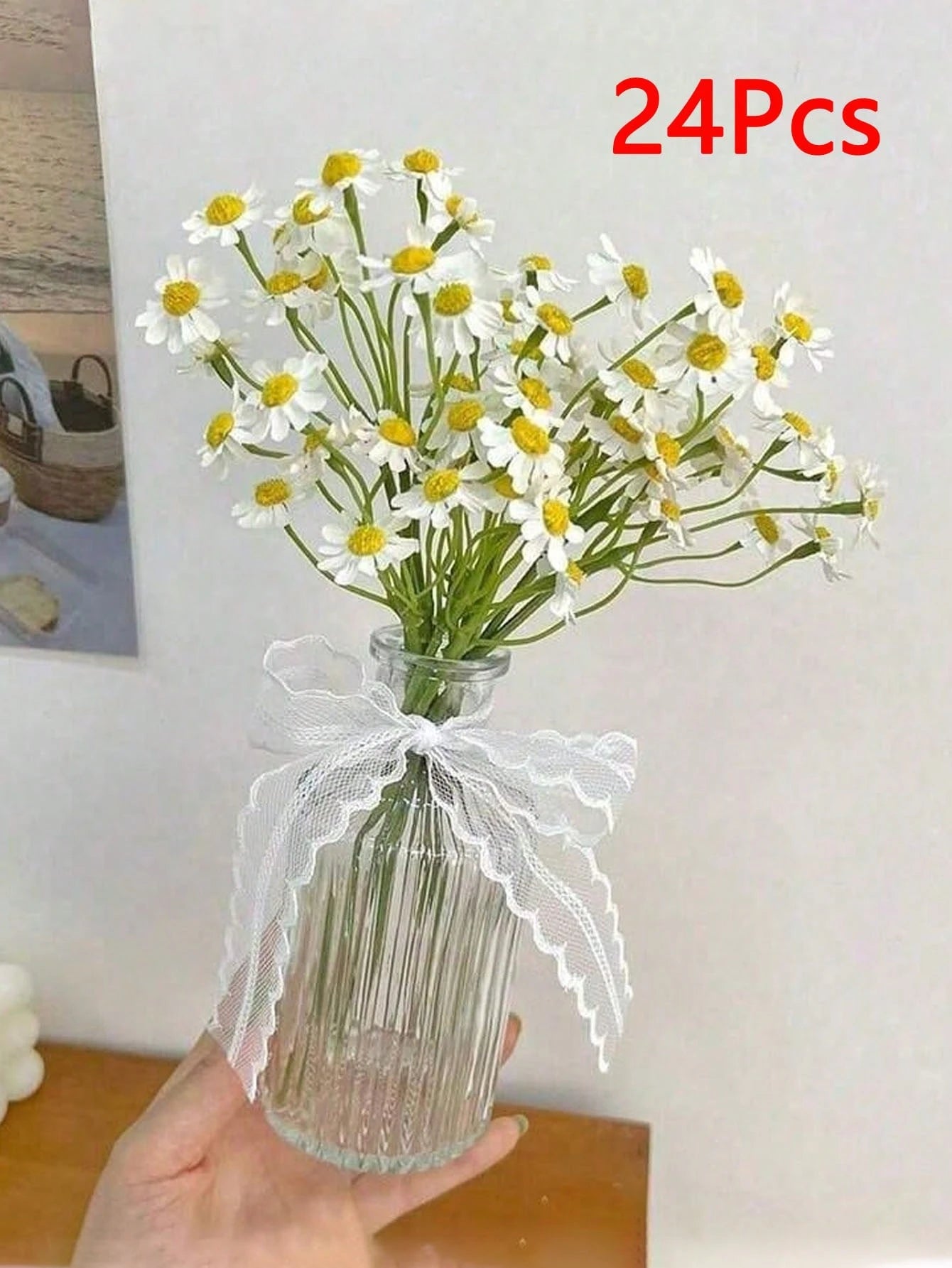 Bulk Artificial White Daisy Flowers (6 PCS Bundle) – 9.8" Faux Wildflower Stems for Spring Décor, Party Centerpieces & Home Arrangements