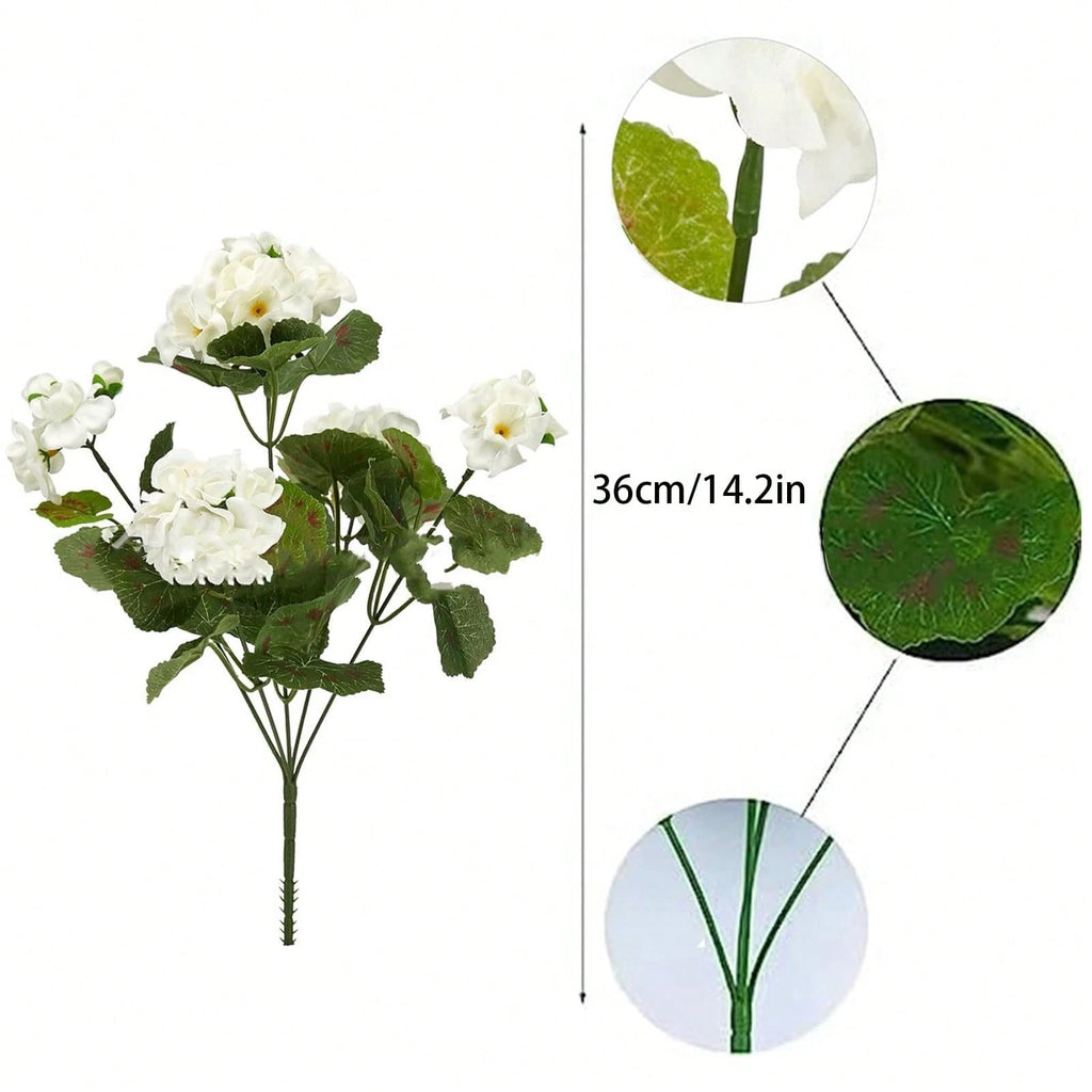 Bulk Artificial White Geranium Flowers – UV Resistant Outdoor