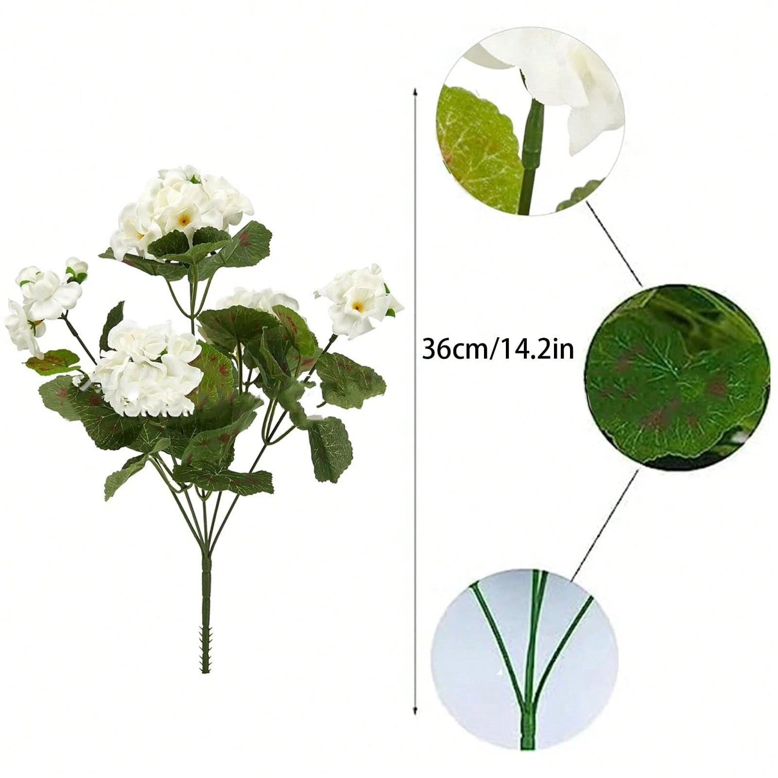 Bulk Artificial White Geranium Flowers – UV Resistant Outdoor
