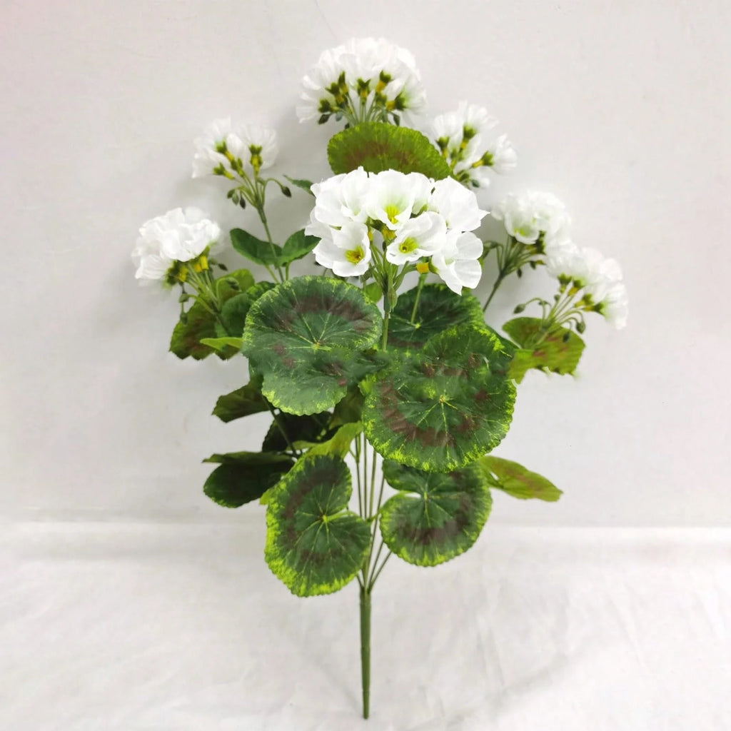Bulk Artificial White Geranium Flowers – UV Resistant Outdoor