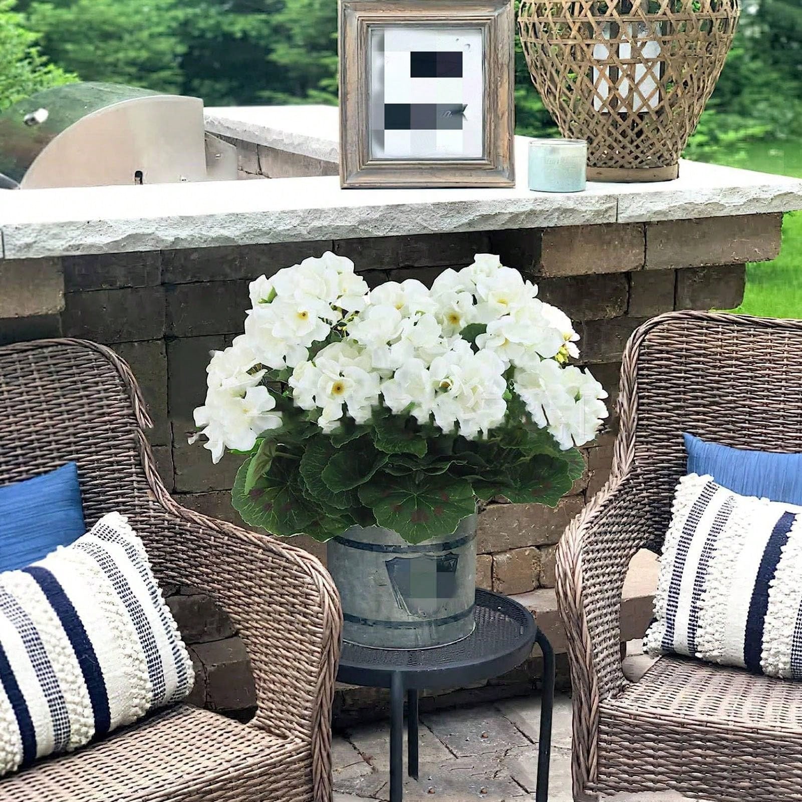 Bulk Artificial White Geranium Flowers – UV Resistant Outdoor