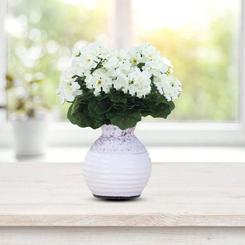 Bulk Artificial White Geranium Flowers – UV Resistant Outdoor