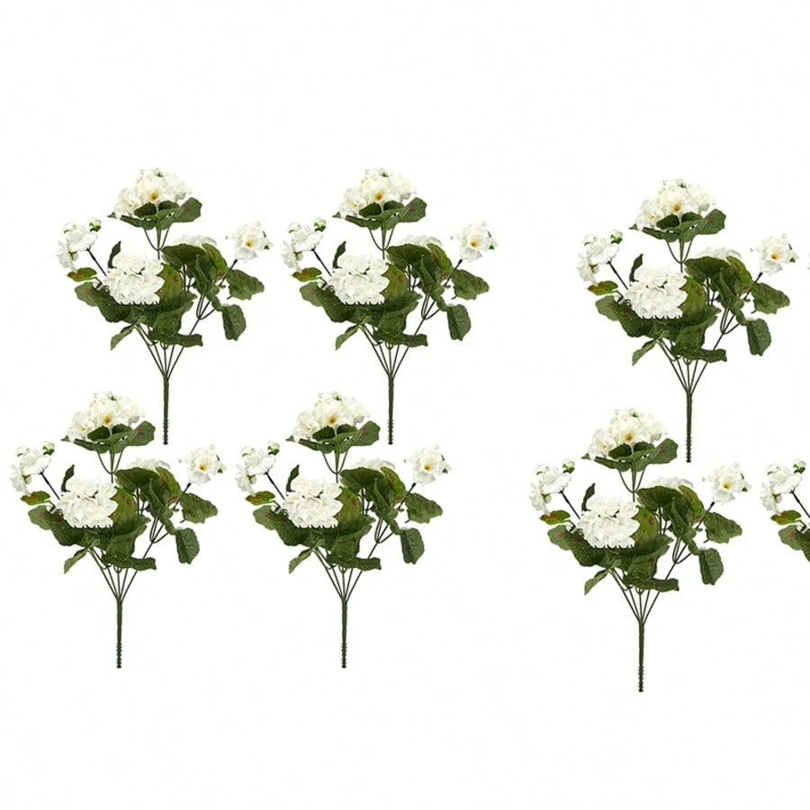 Bulk Artificial White Geranium Flowers – UV Resistant Outdoor