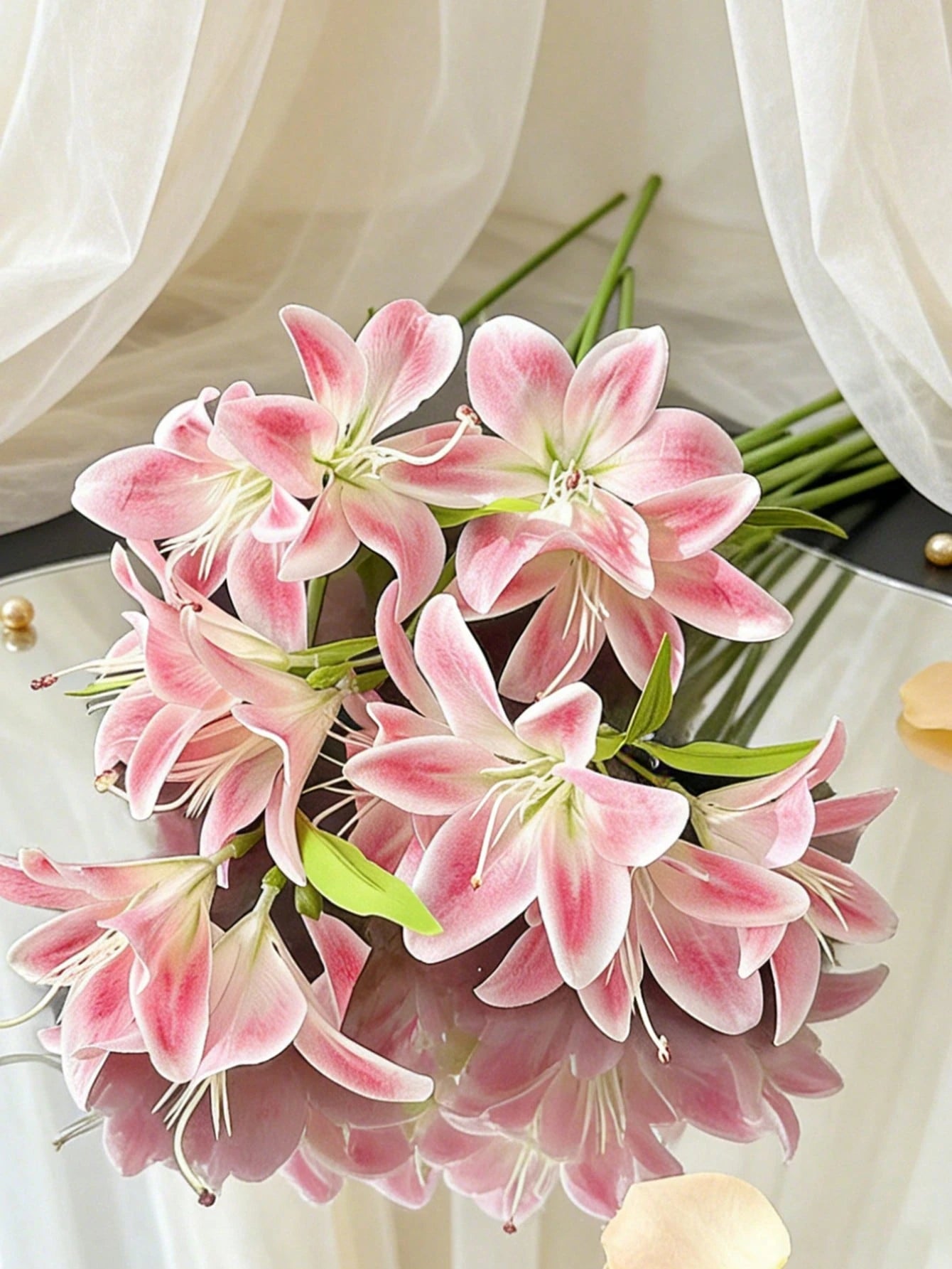 Bulk Artificial Pink Lily Flower – Silk Stem 34cm Faux Lily