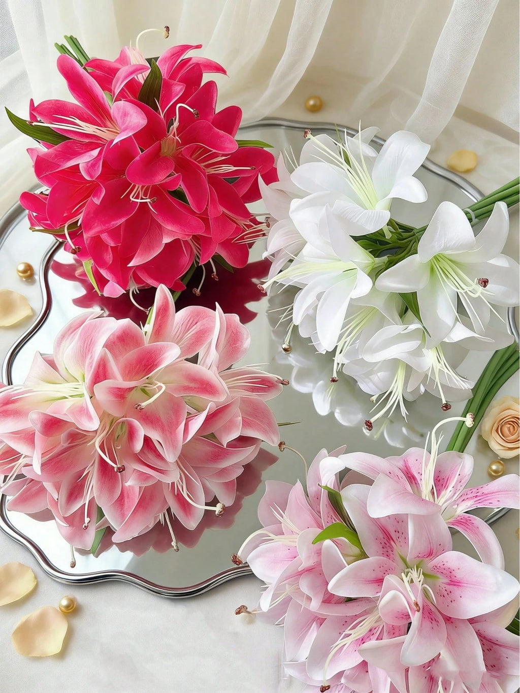 Bulk Artificial Pink Lily Flower – Silk Stem 34cm Faux Lily