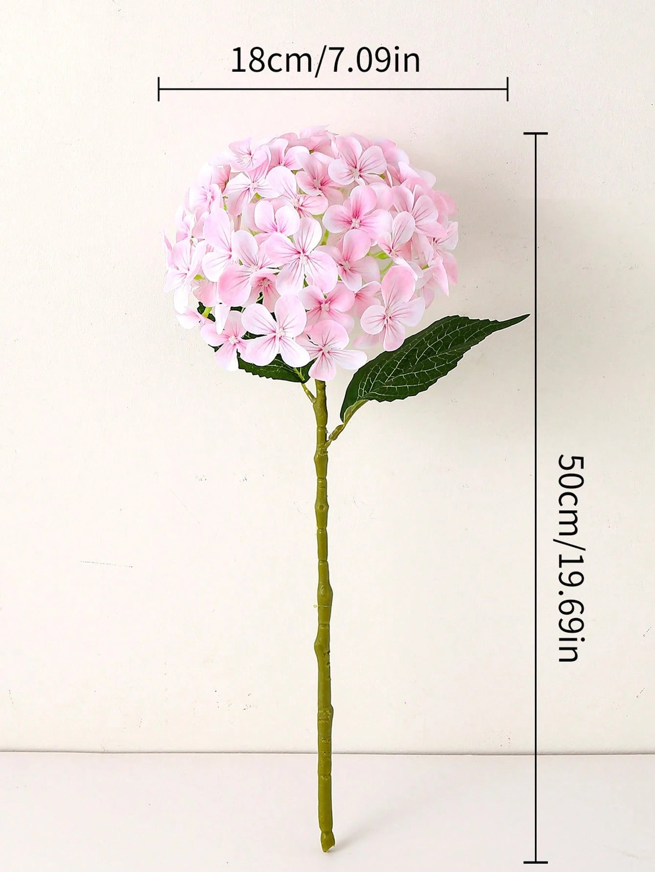 Bulk Artificial Hydrangea Stem – 19.7" Silk Hydrangea Flower with Long Stem & Leaves for Wedding, Home Décor & Photography Bulk