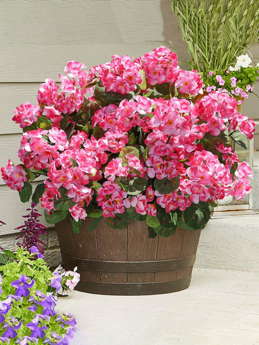 Bulk Artificial Begonia Flowers (1/3 PCS) – 14.5" Realistic Faux Floral Stems for Home, Wedding, Vase & Seasonal Spring/Summer