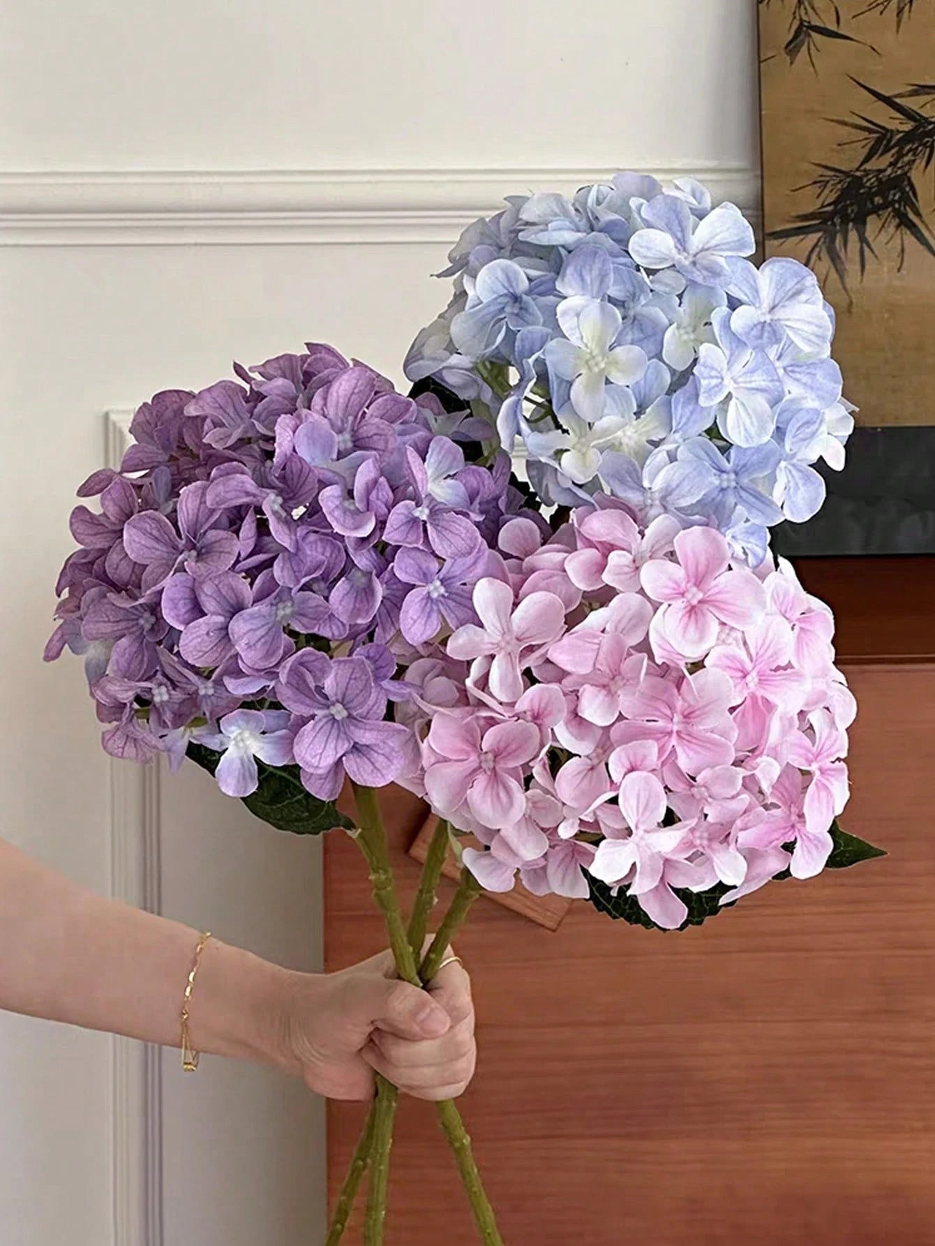 Bulk Artificial Hydrangea Stem – 19.7" Silk Hydrangea Flower with Long Stem & Leaves for Wedding, Home Décor & Photography Bulk