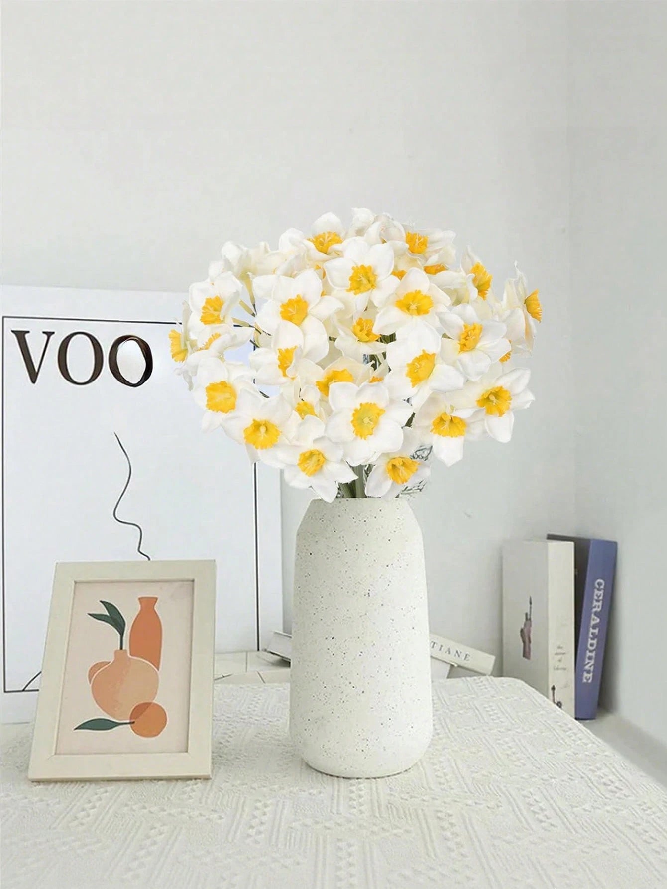 Bulk Artificial Daffodil Stems (3/6 PCS) – 12.6" UV Resistant Faux Flowers for Home, Wedding, Mother’s Day & Tabletop Décor (Bulk)
