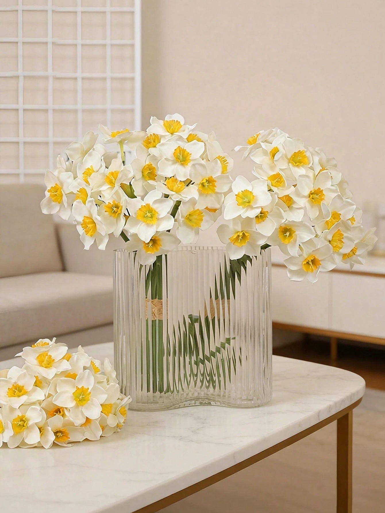 Bulk Artificial Daffodil Stems (3/6 PCS) – 12.6" UV Resistant Faux Flowers for Home, Wedding, Mother’s Day & Tabletop Décor (Bulk)