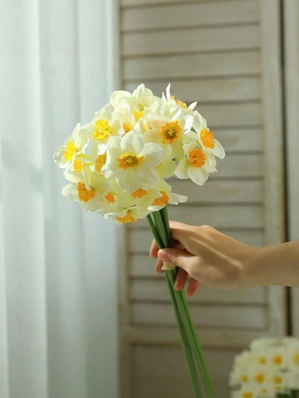 Bulk Artificial Daffodil Stems (3/6 PCS) – 12.6" UV Resistant Faux Flowers for Home, Wedding, Mother’s Day & Tabletop Décor (Bulk)
