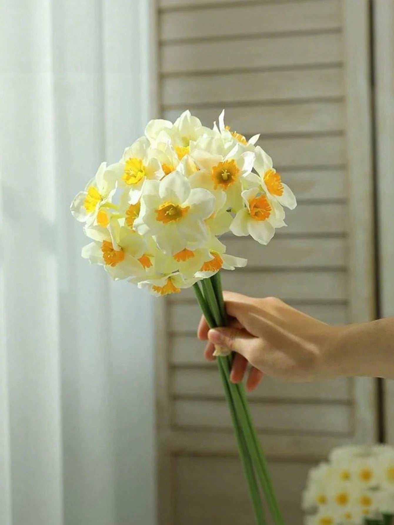 Bulk Artificial Daffodil Stems (3/6 PCS) – 12.6" UV Resistant Faux Flowers for Home, Wedding, Mother’s Day & Tabletop Décor (Bulk)