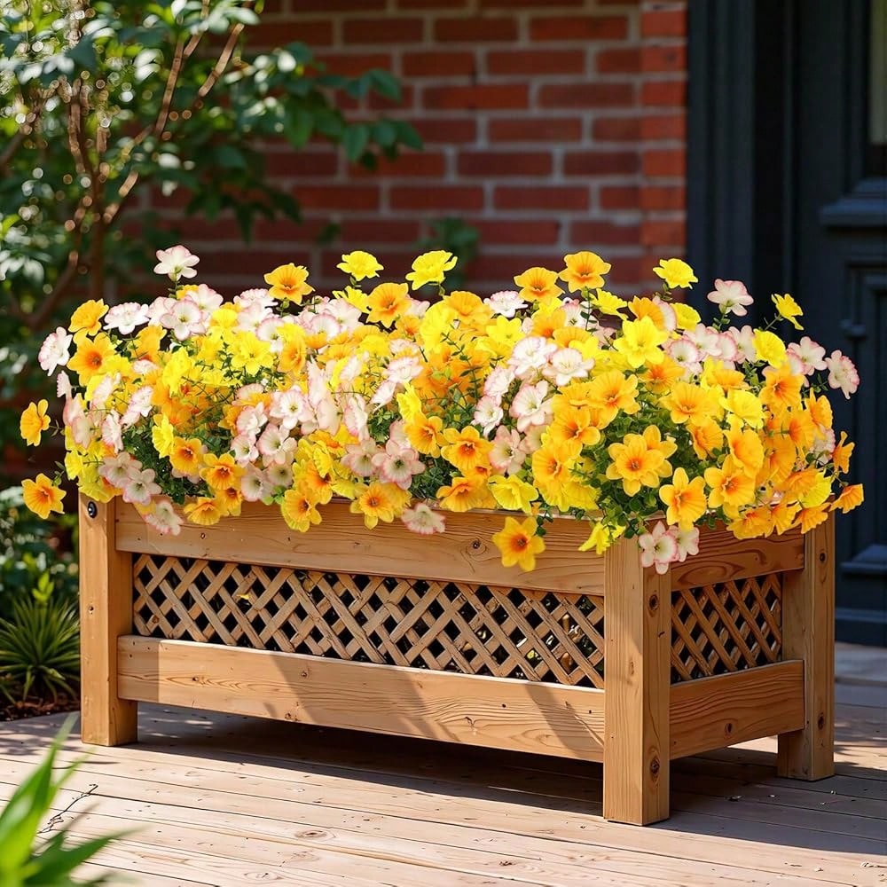 Bulk 12 Bundles Artificial Daffodil Flowers – UV Resistant Faux Yellow, White & Orange Outdoor Plants for Planters, Porch & Garden Décor