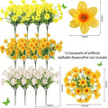 Bulk 12 Bundles Artificial Daffodil Flowers – UV Resistant Faux Yellow, White & Orange Outdoor Plants for Planters, Porch & Garden Décor
