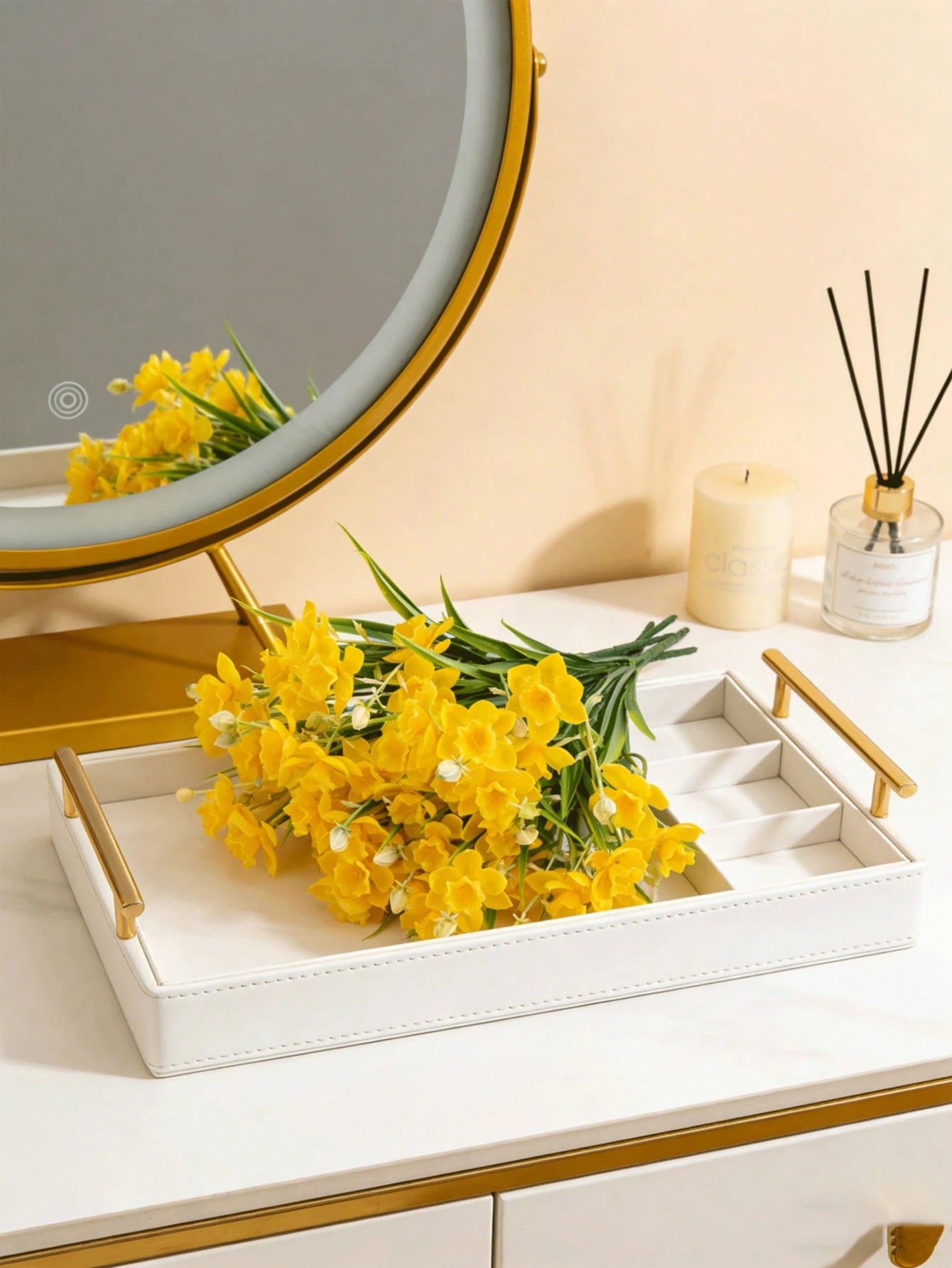 Bulk Artificial Daffodil Bouquet – UV Resistant Faux Daffodil Stems for Outdoor Planters, Spring Home Décor & Garden Arrangements (Bulk)