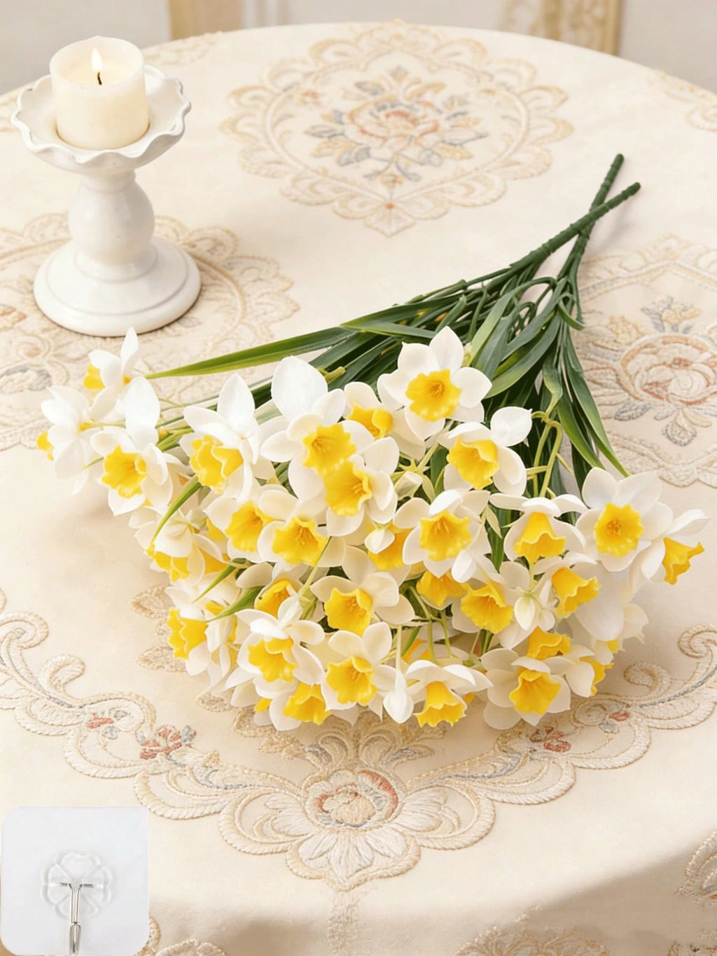 Bulk Artificial Daffodil Bouquet – UV Resistant Faux Daffodil Stems for Outdoor Planters, Spring Home Décor & Garden Arrangements (Bulk)