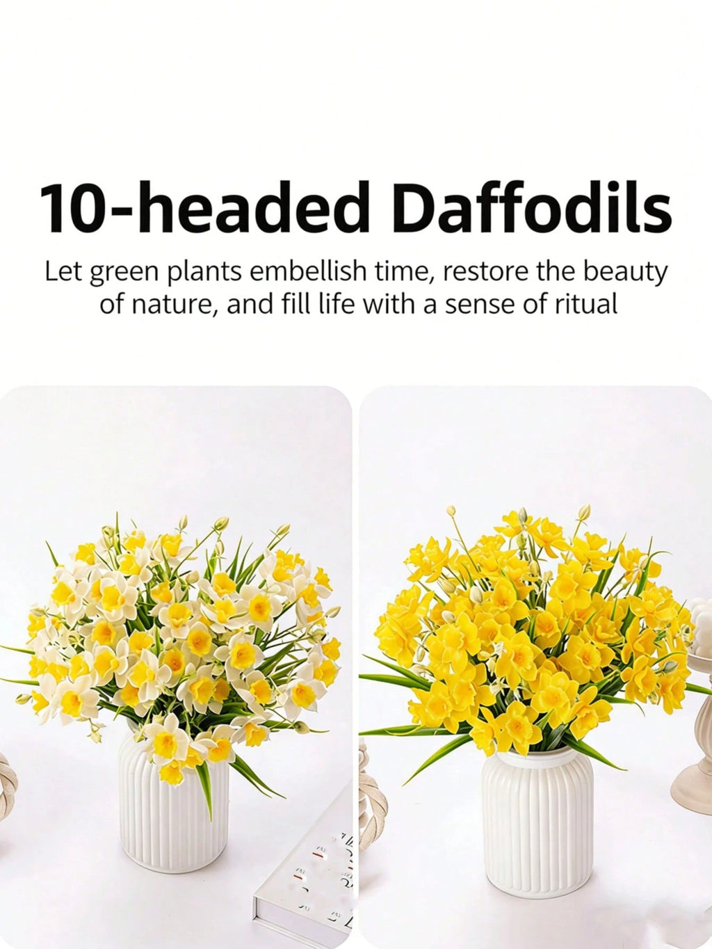 Bulk Artificial Daffodil Bouquet – UV Resistant Faux Daffodil Stems for Outdoor Planters, Spring Home Décor & Garden Arrangements (Bulk)