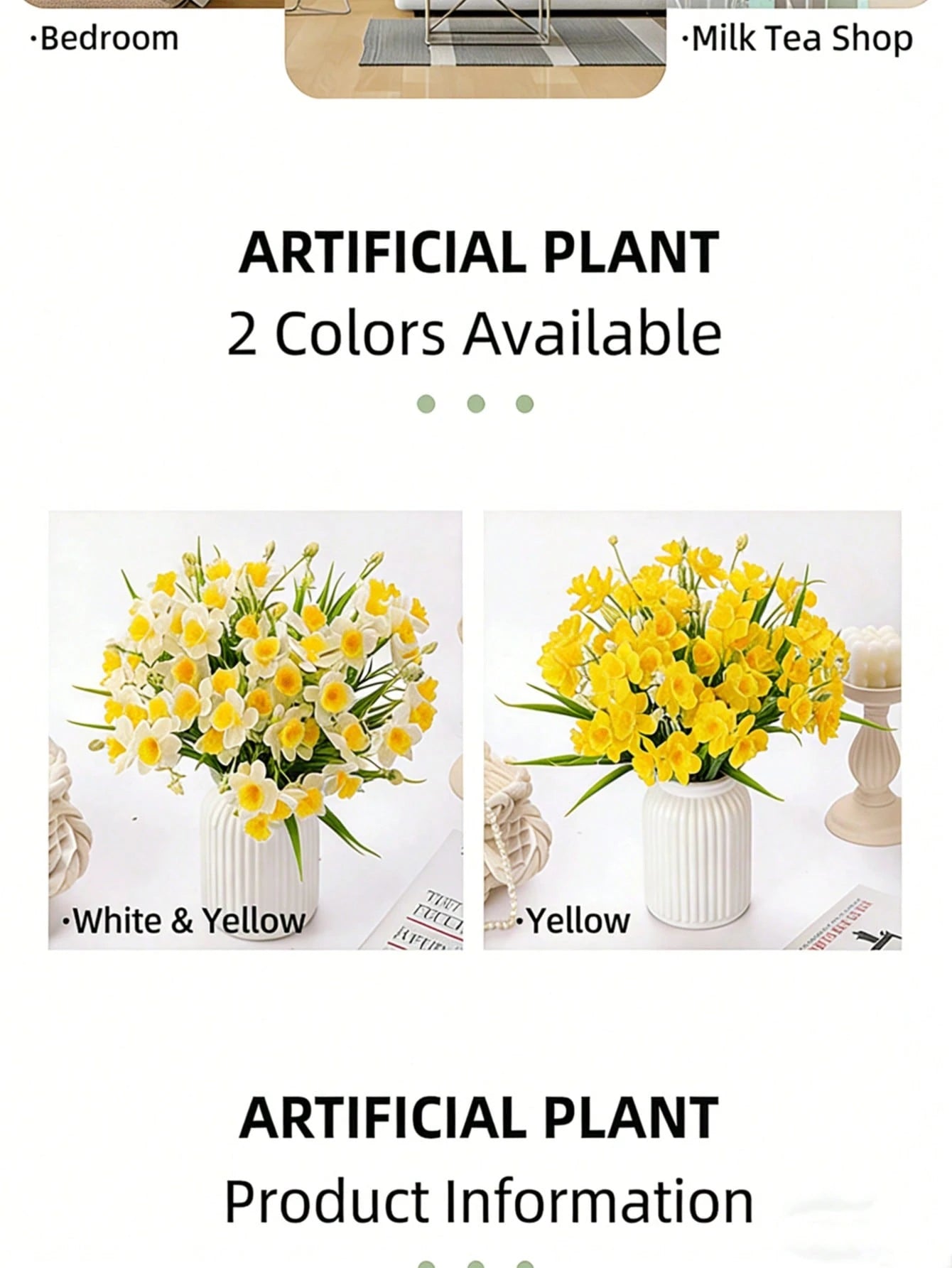Bulk Artificial Daffodil Bouquet – UV Resistant Faux Daffodil Stems for Outdoor Planters, Spring Home Décor & Garden Arrangements (Bulk)