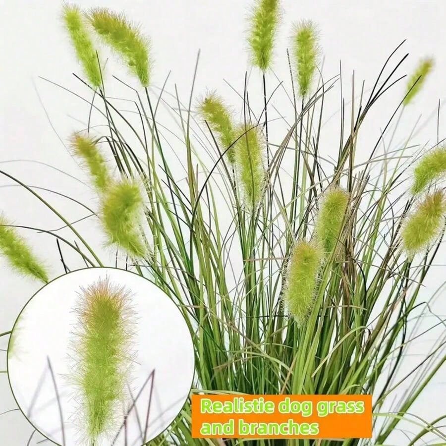 Bulk 12 Bundles Artificial Onion Grass & Dog Tail Flowers – Realistic Faux Outdoor Plants for Garden, Porch, Window Boxes & Indoor Décor (Bulk)