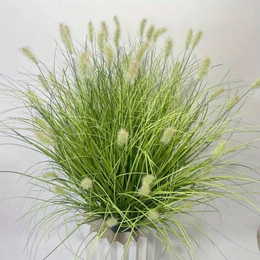 Bulk 12 Bundles Artificial Onion Grass & Dog Tail Flowers – Realistic Faux Outdoor Plants for Garden, Porch, Window Boxes & Indoor Décor (Bulk)