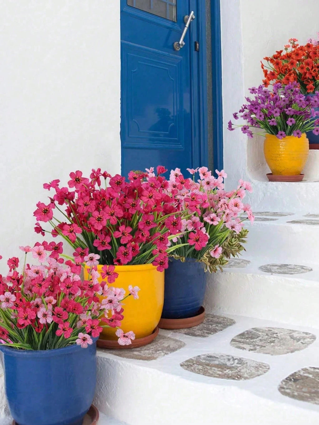 Pink Artificial Outdoor Flowers – Hanging Geranium Daisy Flowers