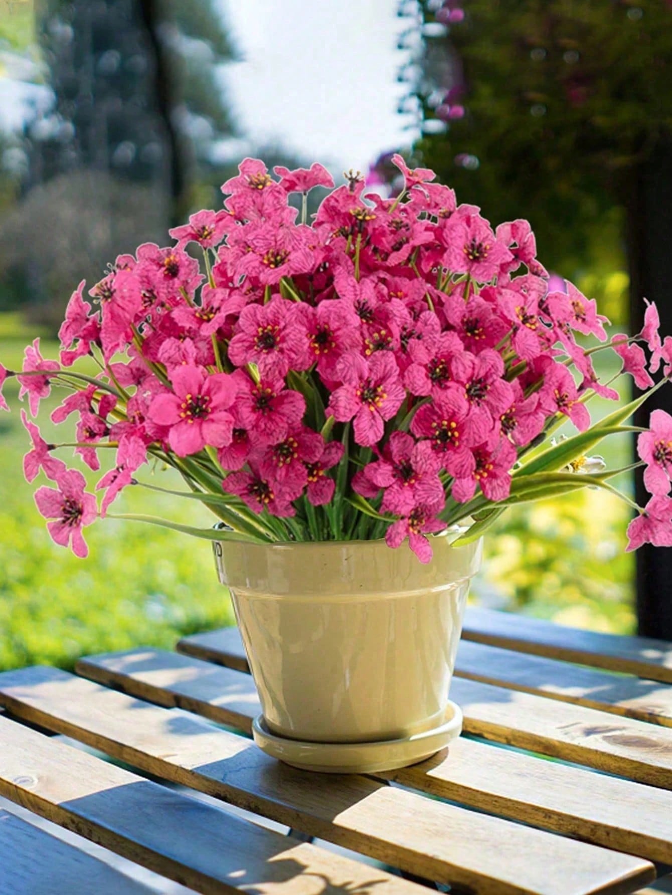 Pink Artificial Outdoor Flowers – Hanging Geranium Daisy Flowers