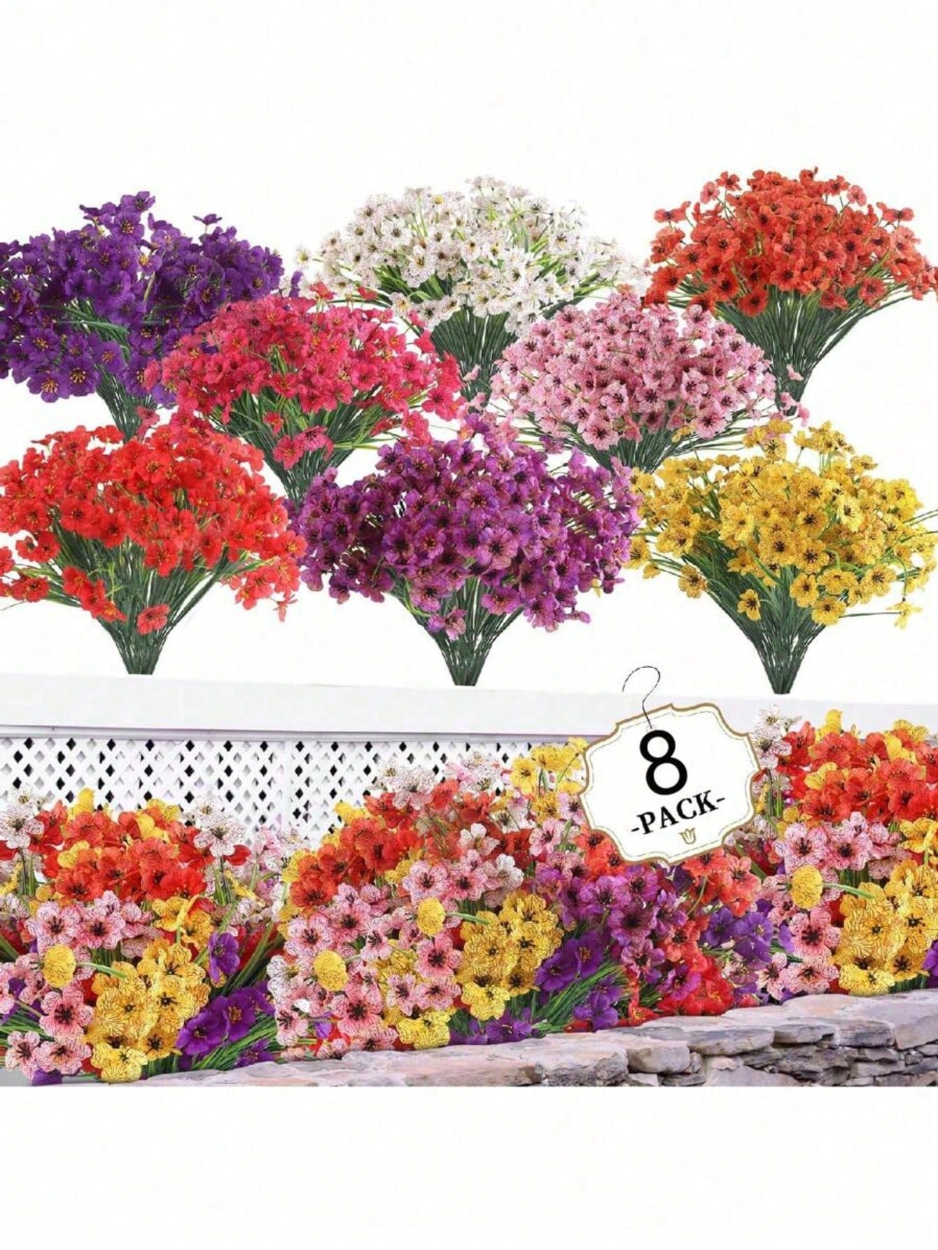 Pink Artificial Outdoor Flowers – Hanging Geranium Daisy Flowers