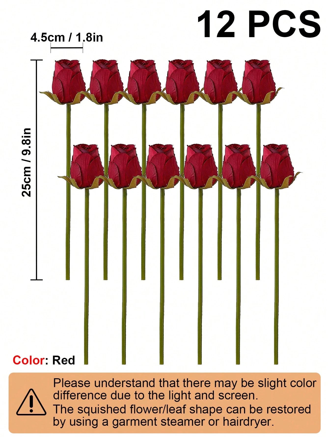 Artificial Bulk Silk Rose Flowers 24PCS – Realistic Faux Rose Stems