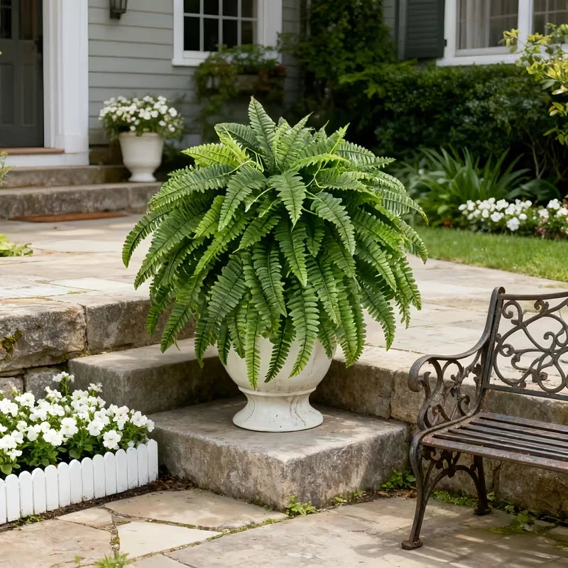 2PCS Artificial Boston Fern Hanging Plants – Lush 38-Leaf UV Resistant Fake Ferns for Indoor Outdoor Decor, Porch, Patio, Home & Wedding Greenery
