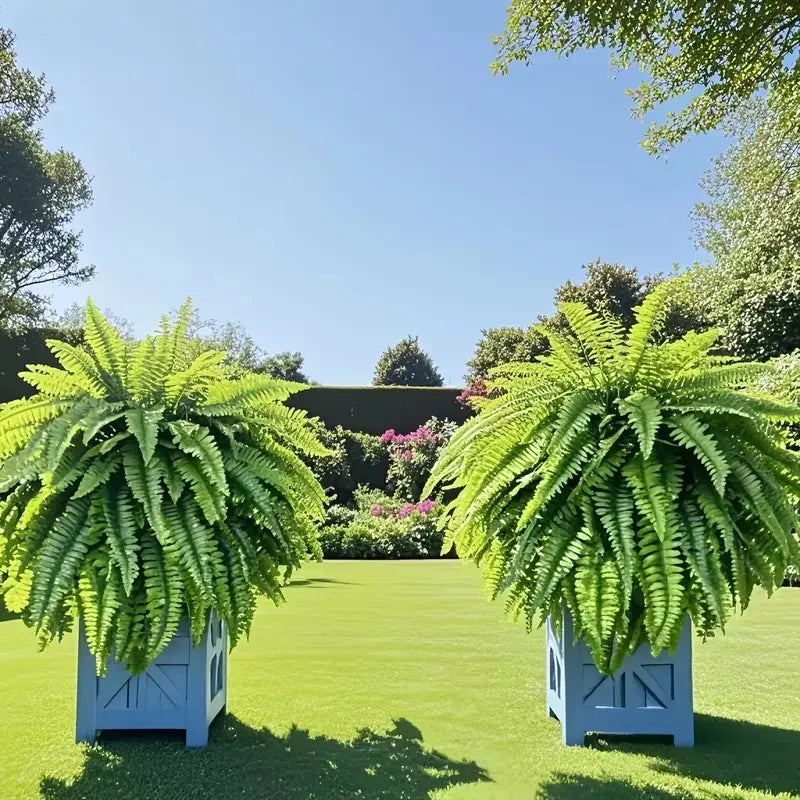 2PCS Artificial Boston Fern Hanging Plants – Lush 38-Leaf UV Resistant Fake Ferns for Indoor Outdoor Decor, Porch, Patio, Home & Wedding Greenery