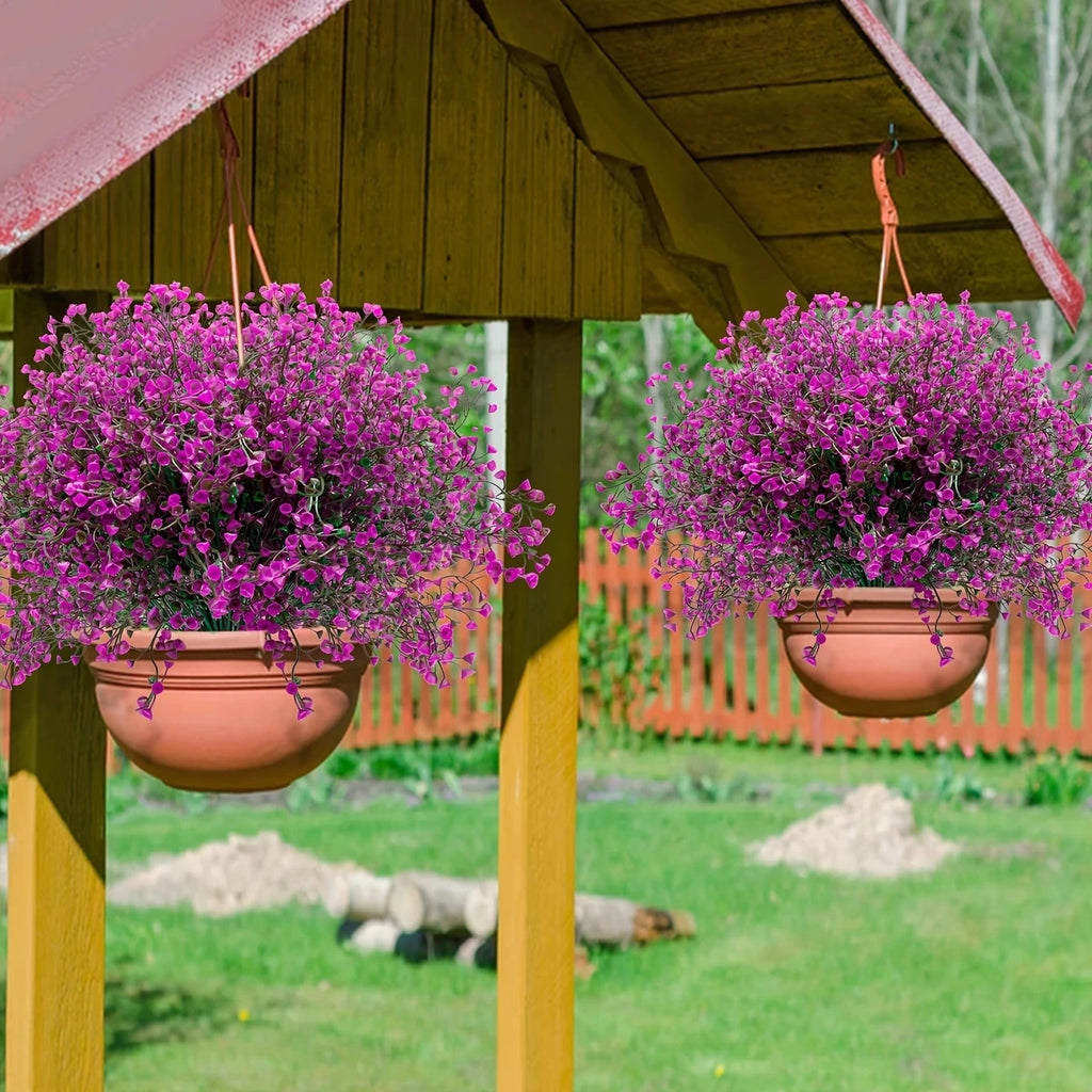 12 Bunches UV Resistant Artificial Outdoor Flowers – Plastic Faux Shrubs for Garden Edging, Window Boxes, Porch, Patio & Home Landscape Decoration