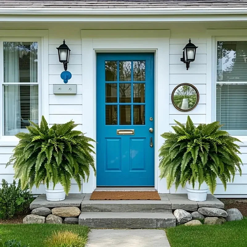 2PCS Artificial Boston Fern Hanging Plants – Lush 38-Leaf UV Resistant Fake Ferns for Indoor Outdoor Decor, Porch, Patio, Home & Wedding Greenery