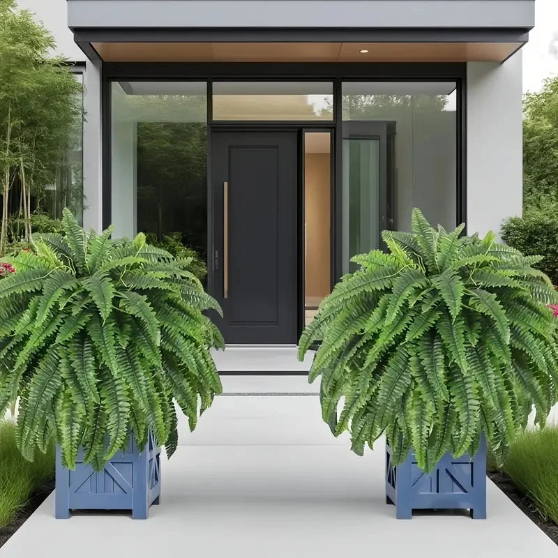 2PCS Artificial Boston Fern Hanging Plants – Lush 38-Leaf UV Resistant Fake Ferns for Indoor Outdoor Decor, Porch, Patio, Home & Wedding Greenery