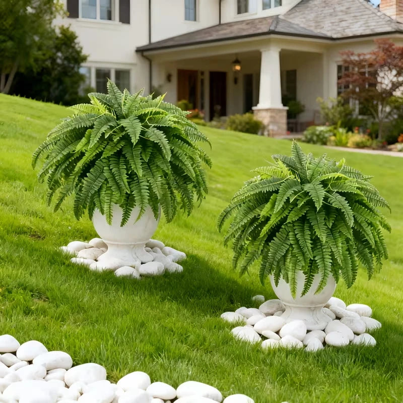 2PCS Artificial Boston Fern Hanging Plants – Lush 38-Leaf UV Resistant Fake Ferns for Indoor Outdoor Decor, Porch, Patio, Home & Wedding Greenery