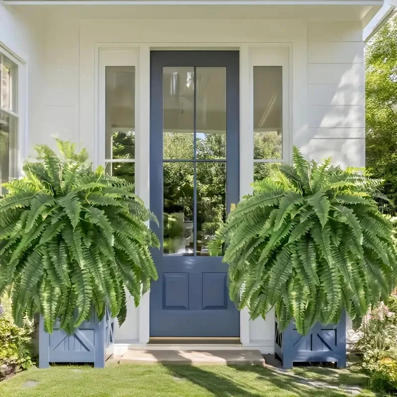2PCS Artificial Boston Fern Hanging Plants – Lush 38-Leaf UV Resistant Fake Ferns for Indoor Outdoor Decor, Porch, Patio, Home & Wedding Greenery